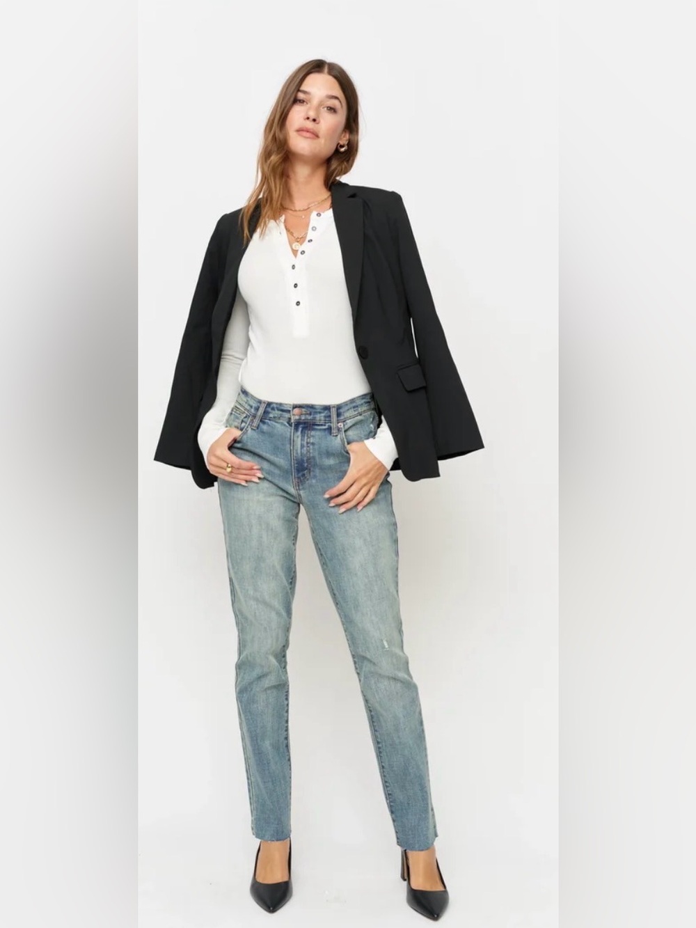 Oliver Logan Women’s High Rise Relaxed Taper Light Wash Stretch Jeans Size 27